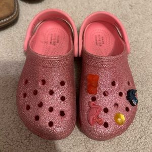 Pink glitter crocs Girls size 11